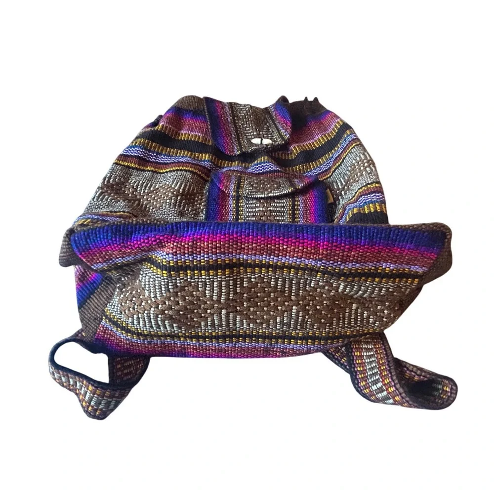 Bohemian Pinzon‎ Woven Drawstring Backpack Multi Color Stripes Triba DO NOT BUY